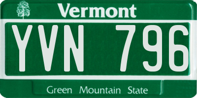 VT license plate YVN796
