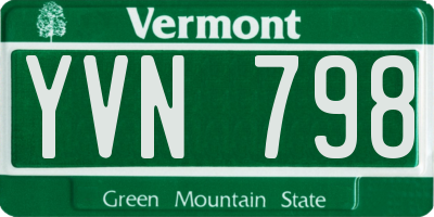 VT license plate YVN798