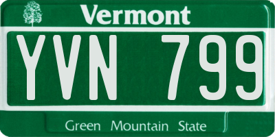 VT license plate YVN799