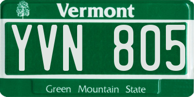 VT license plate YVN805