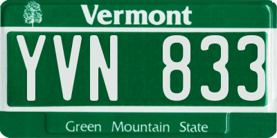 VT license plate YVN833