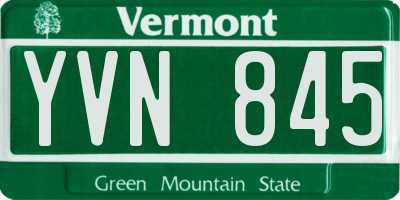VT license plate YVN845