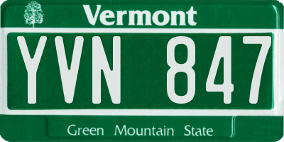 VT license plate YVN847