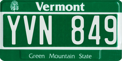 VT license plate YVN849