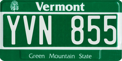 VT license plate YVN855