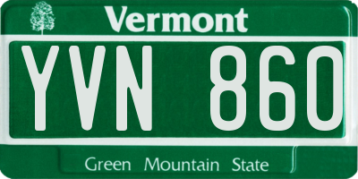 VT license plate YVN860