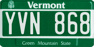 VT license plate YVN868