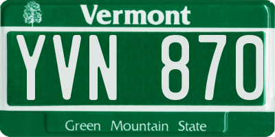 VT license plate YVN870