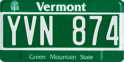 VT license plate YVN874