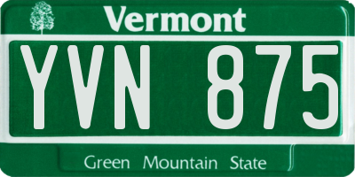 VT license plate YVN875