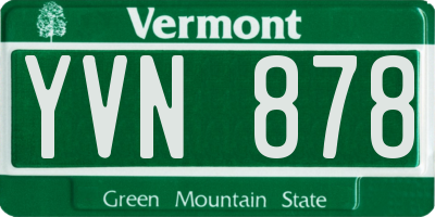 VT license plate YVN878