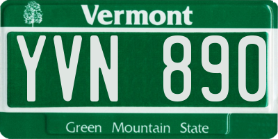 VT license plate YVN890