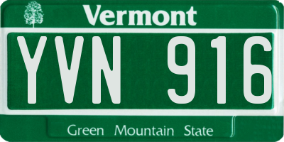 VT license plate YVN916