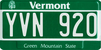 VT license plate YVN920