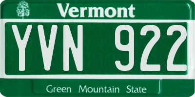 VT license plate YVN922