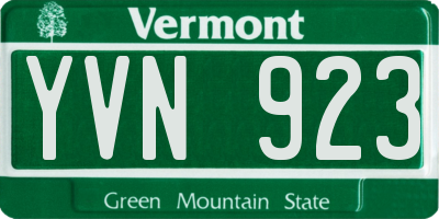 VT license plate YVN923