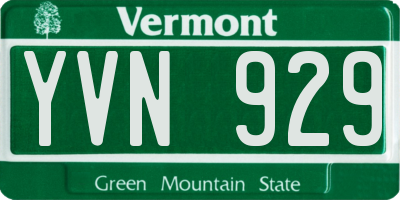 VT license plate YVN929