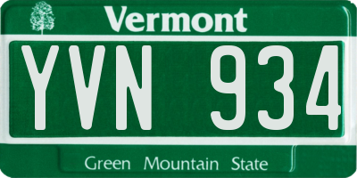VT license plate YVN934
