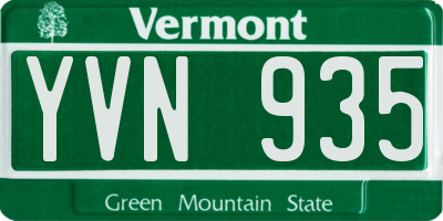 VT license plate YVN935