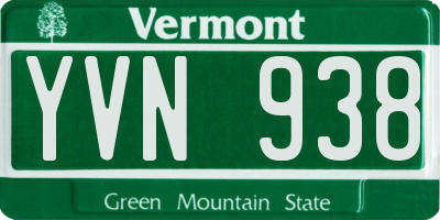 VT license plate YVN938