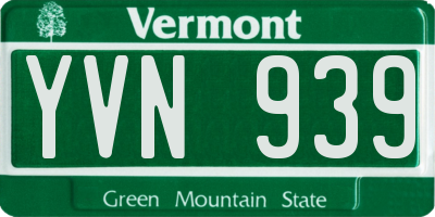 VT license plate YVN939