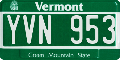 VT license plate YVN953
