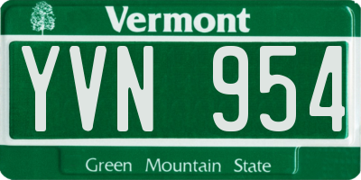 VT license plate YVN954