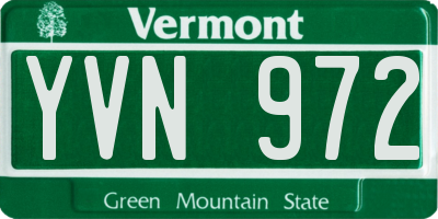 VT license plate YVN972