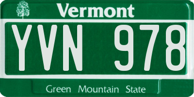 VT license plate YVN978