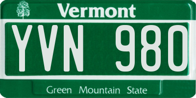 VT license plate YVN980