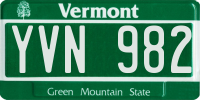 VT license plate YVN982