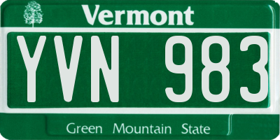 VT license plate YVN983