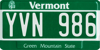 VT license plate YVN986