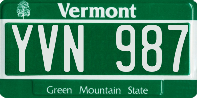 VT license plate YVN987