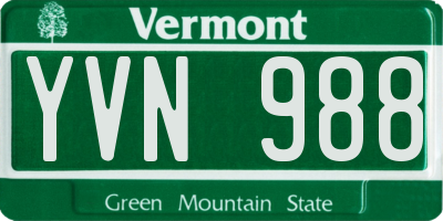 VT license plate YVN988