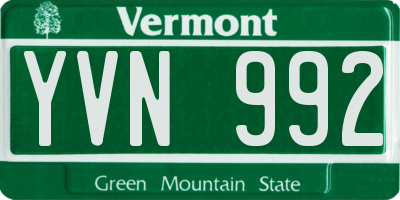 VT license plate YVN992