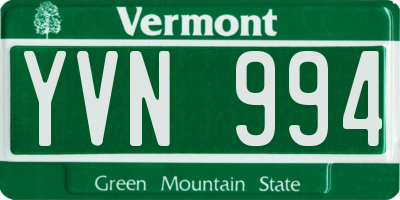 VT license plate YVN994