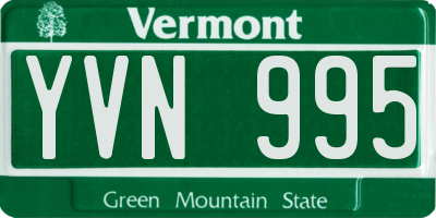 VT license plate YVN995