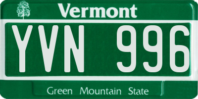 VT license plate YVN996