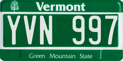 VT license plate YVN997