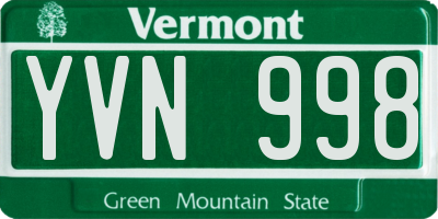 VT license plate YVN998