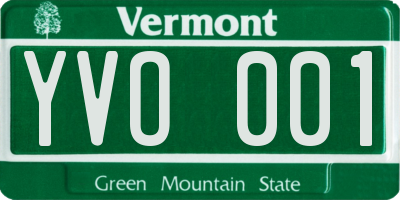 VT license plate YVO001
