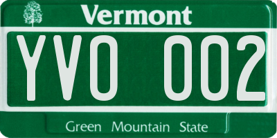 VT license plate YVO002