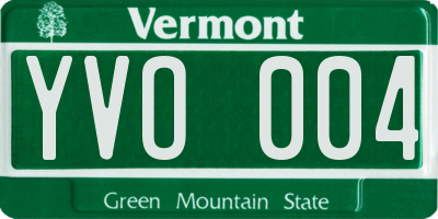 VT license plate YVO004