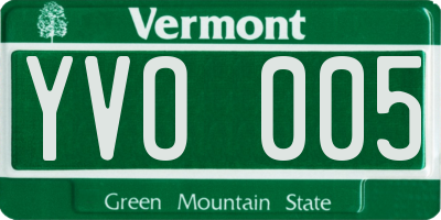 VT license plate YVO005