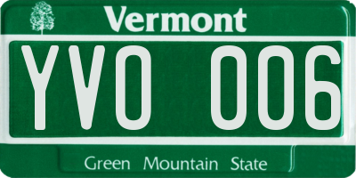 VT license plate YVO006