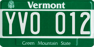 VT license plate YVO012
