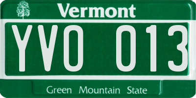 VT license plate YVO013