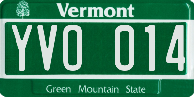 VT license plate YVO014