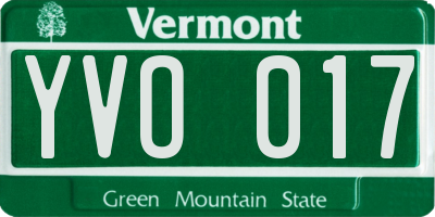 VT license plate YVO017